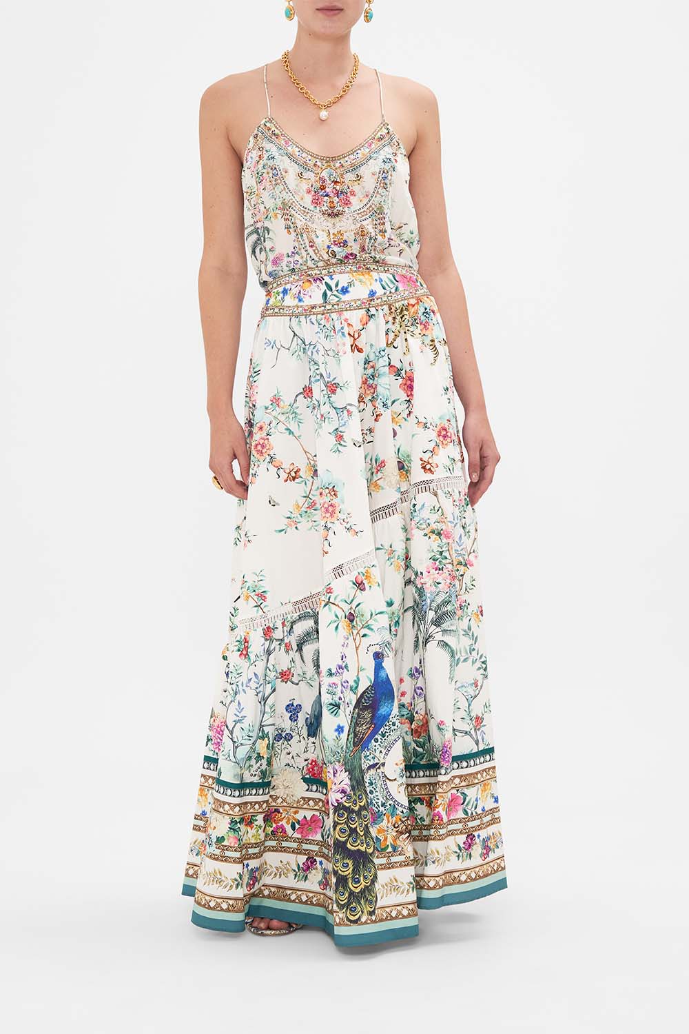 CAMILLA maxi skirt in Plumes and Parterres print