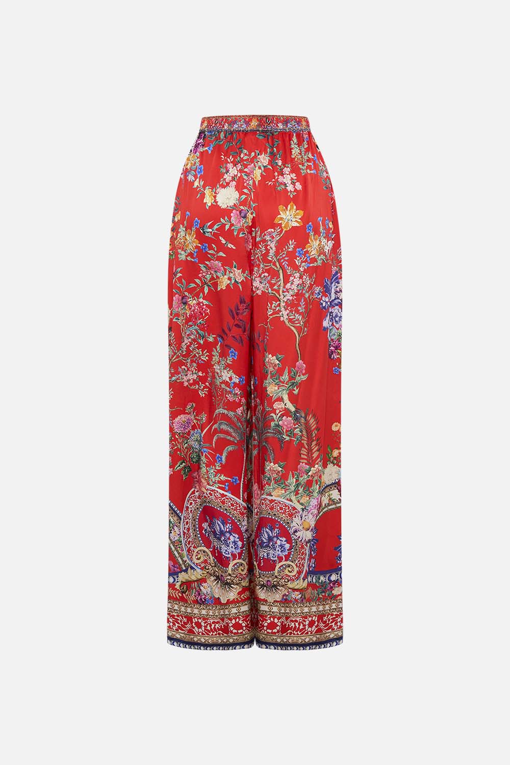 CAMILLA red floral print silk pants in The Summer Palace print