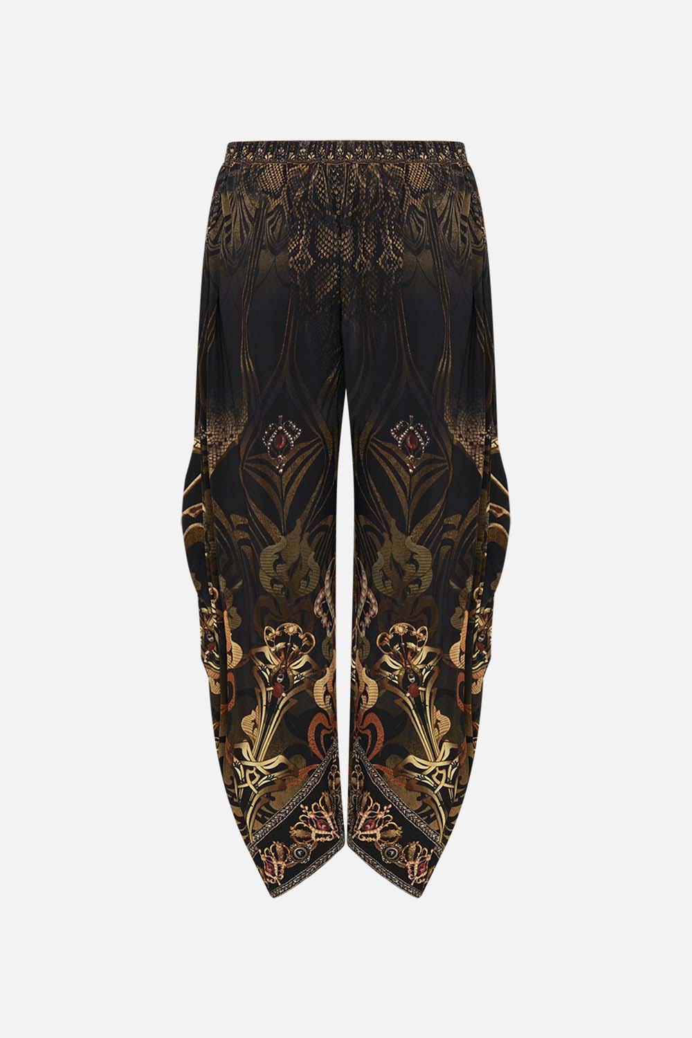 CAMILLA black jersey pants in Nouveau Noir print