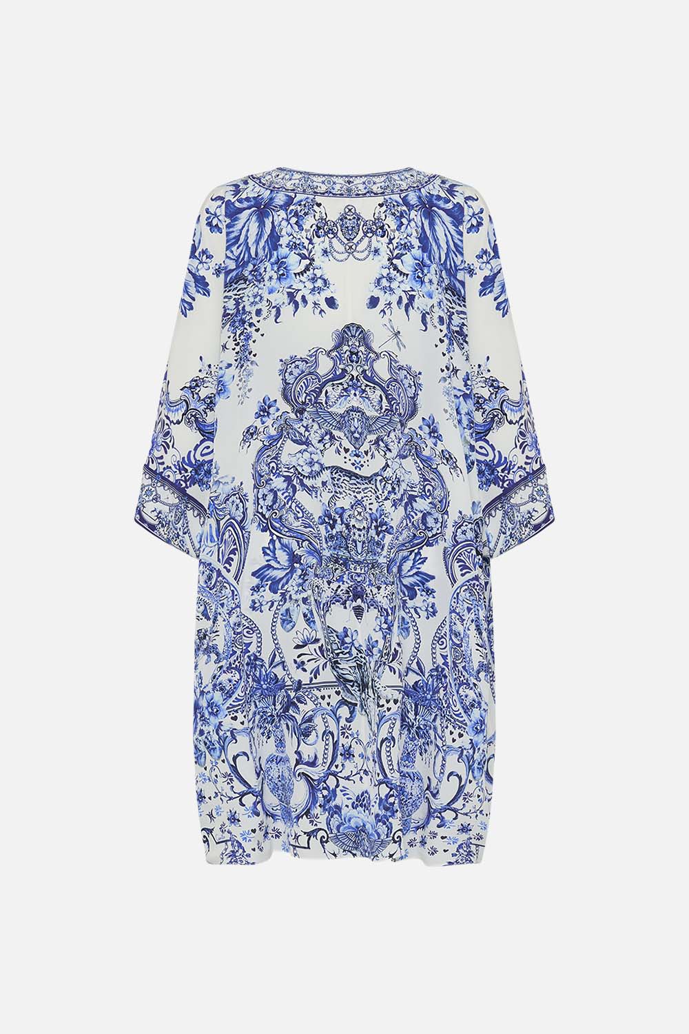 Back view of CAMILLA silk kaftan in Glaze and Graze print