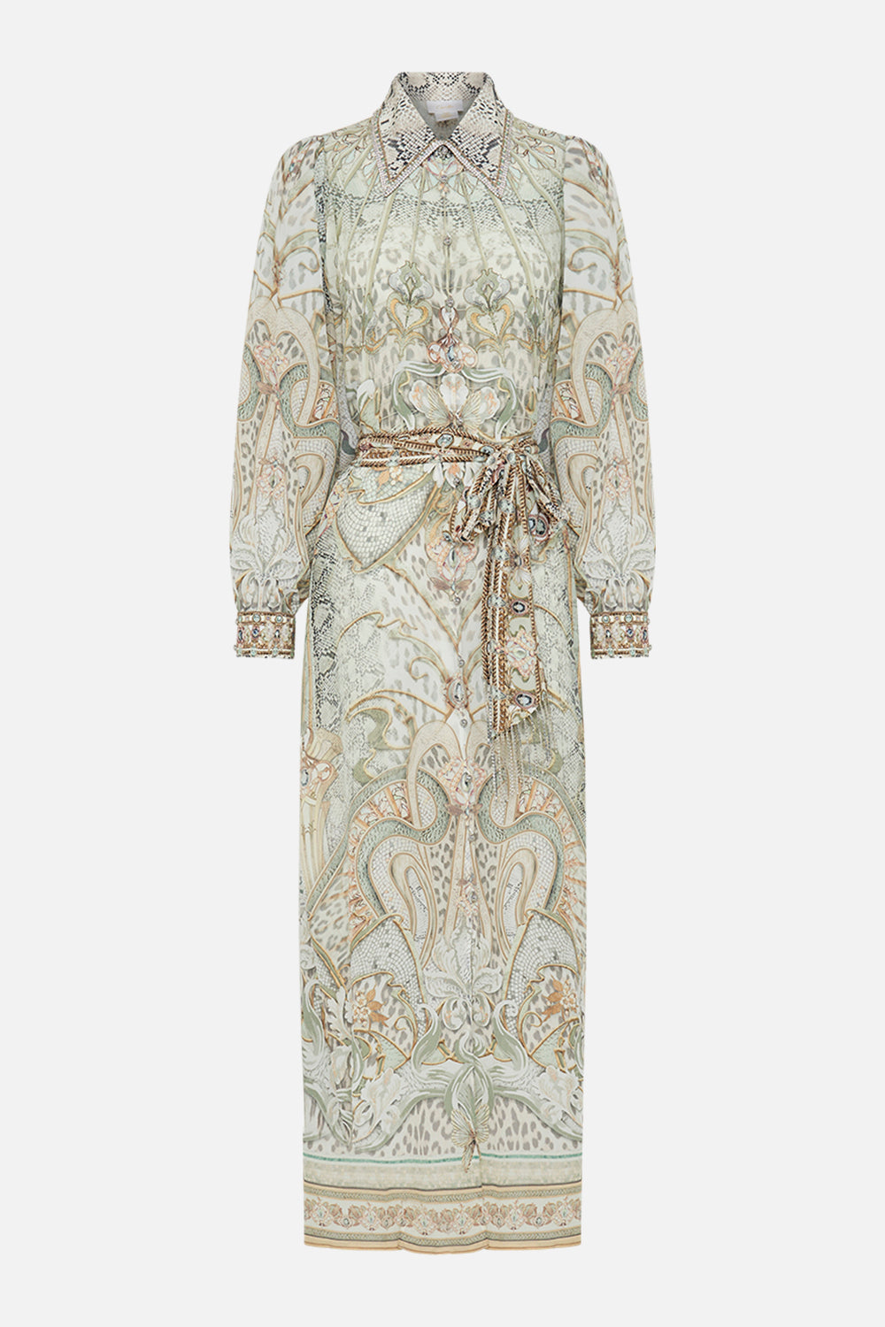 CAMILLA silk shirt in Ivory Tower Tales print