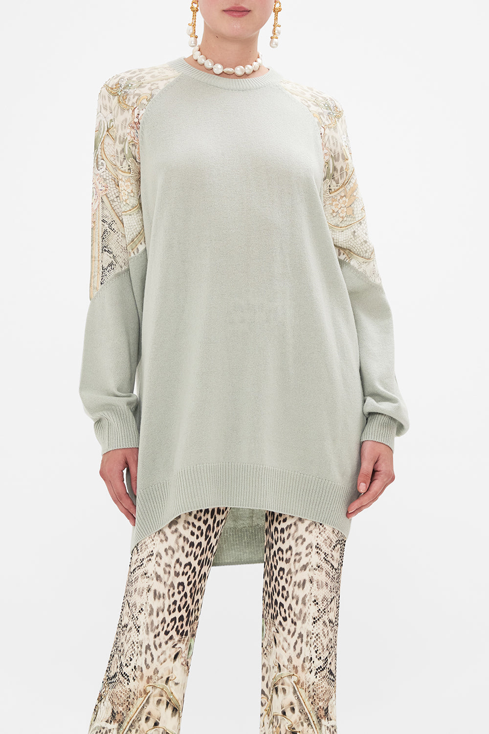 CAMILLA wool cashmere knit in Looking Glass Houses print