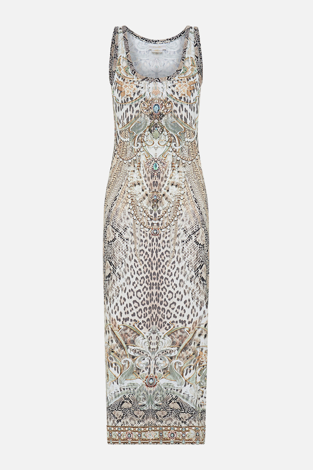 CAMILLA jersey dress in Looking Glass Houses print