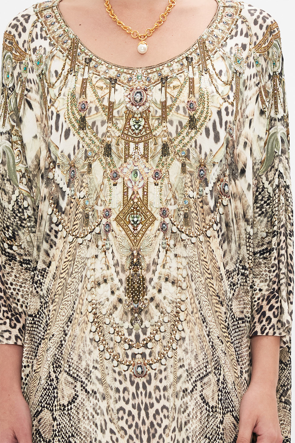 CAMILLA jersey dress in Looking Glass Houses print