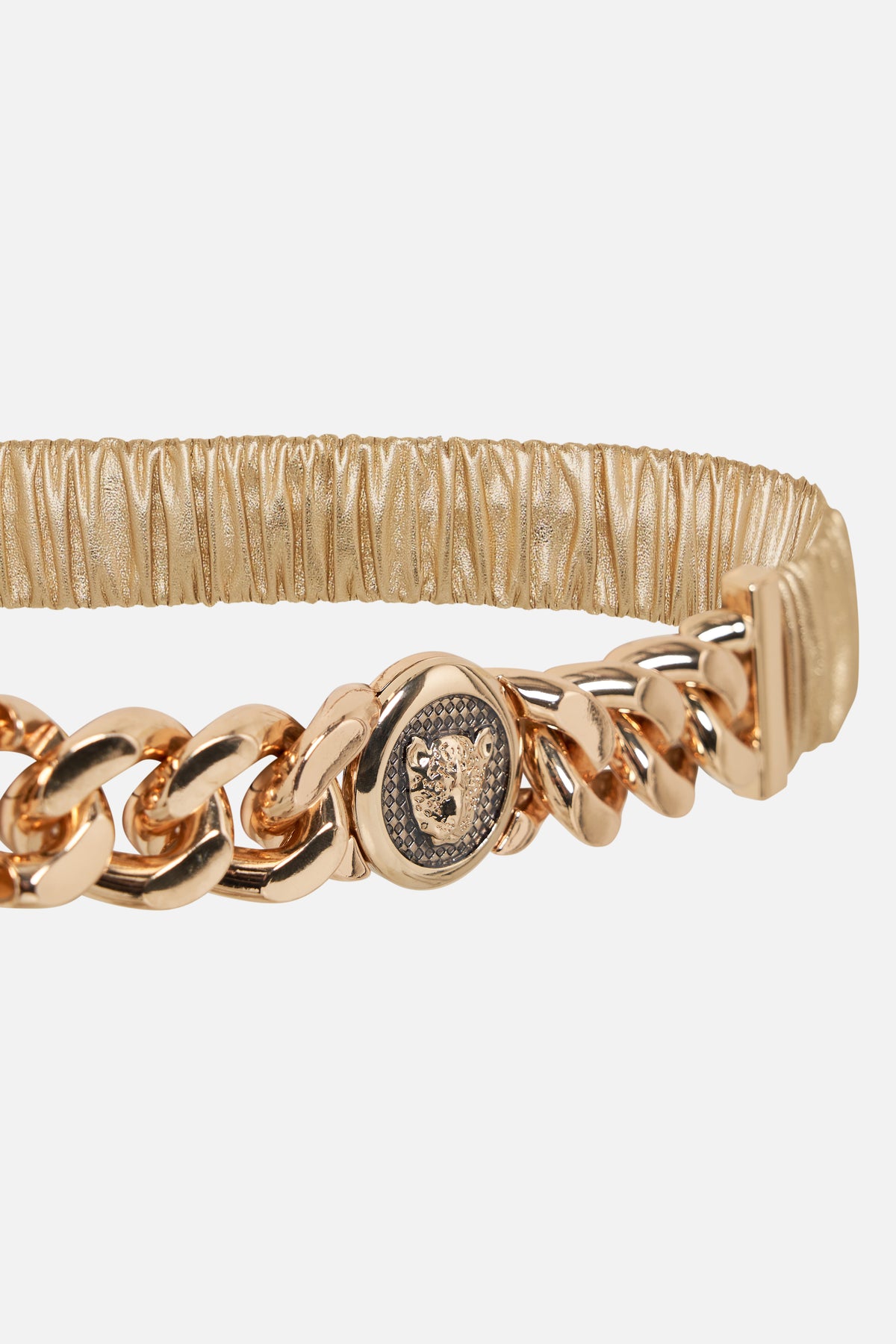 LEOPARD BUTTON ELASTIC BELT GOLD