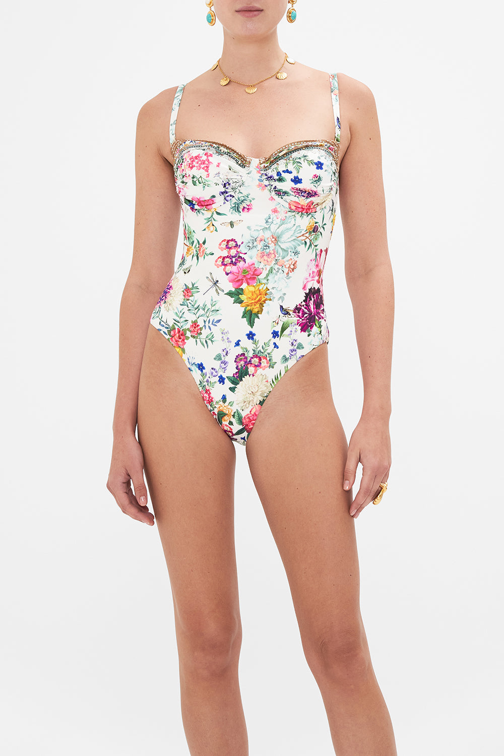 CAMILLA resortwear floral print one piece swimsuit in Plumes And Parterres print