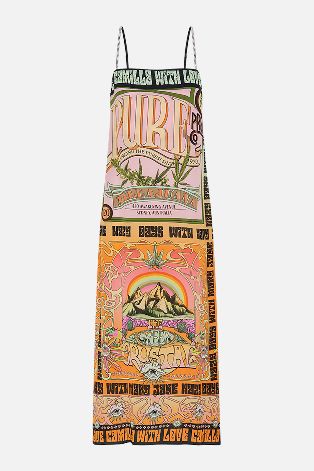 CAMILLA midi dress in Lets Chase Rainbows print