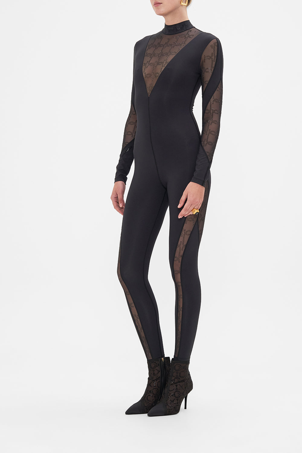 CAMILLA black mesh catsuit
