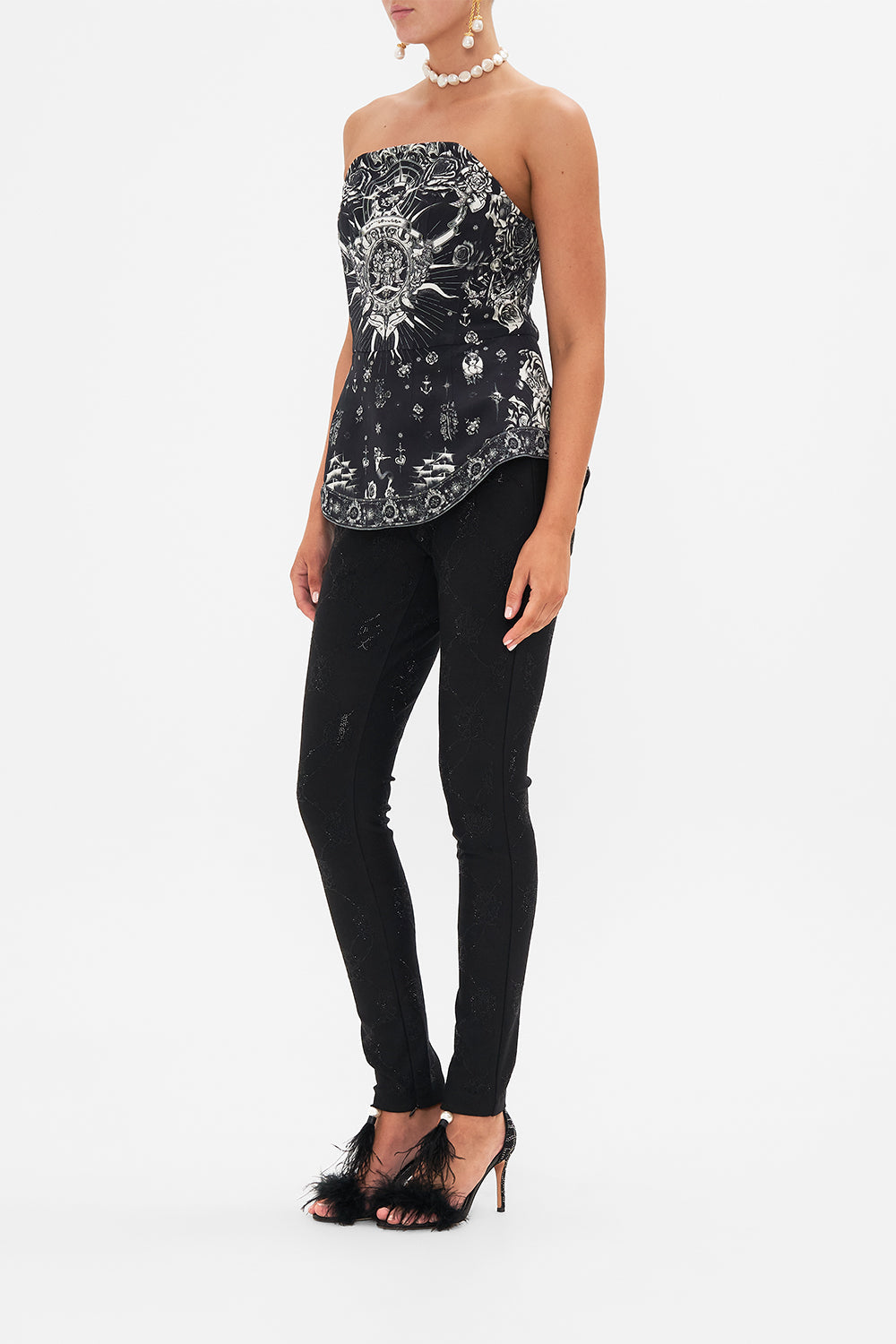 CURVED HEM ZIP DETAIL CORSET TALES OF TATTOO