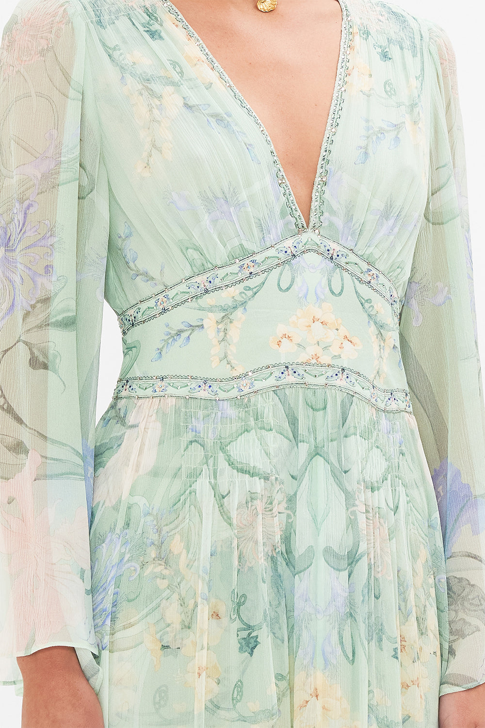 CAMILLA Floral Flared Sleeve Dress in Dreaming in Dutch