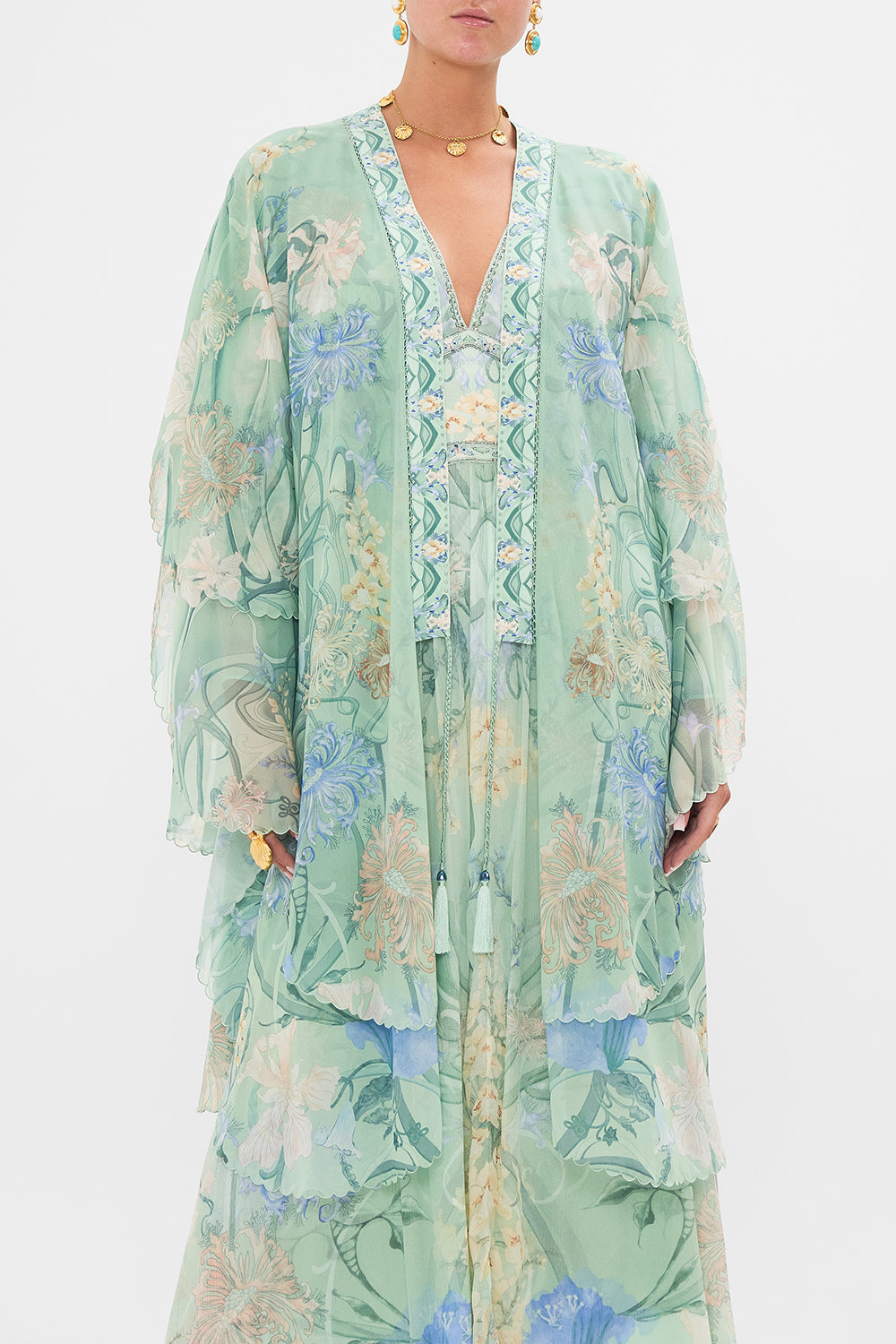 CAMILLA Floral Scalloped Edge Layer in Dreaming in Dutch print