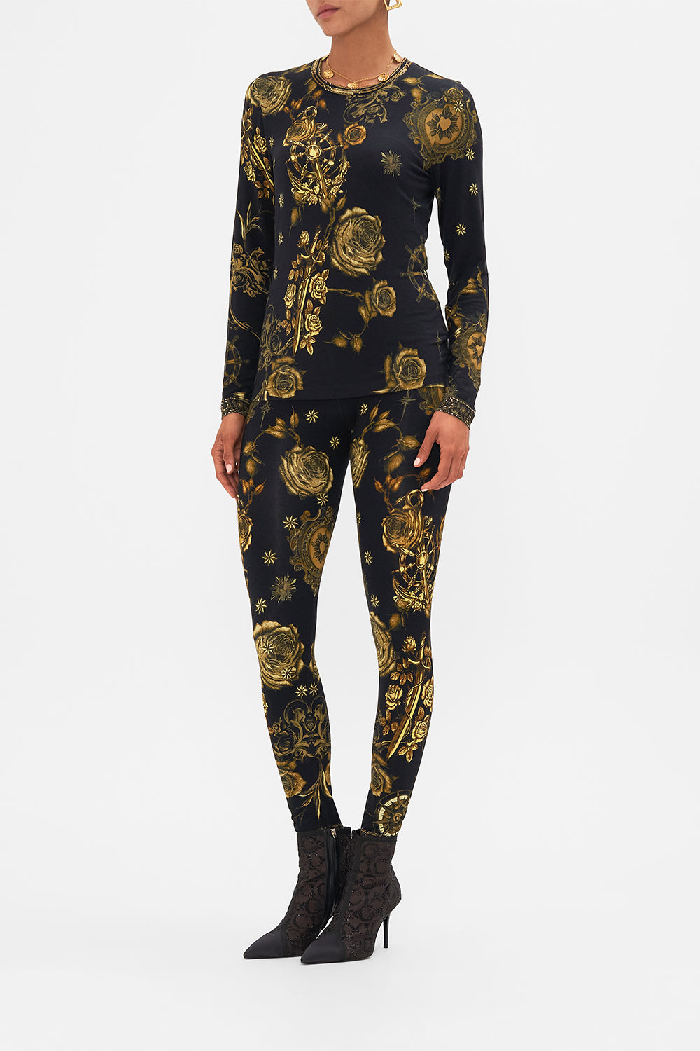 CAMILLA black long sleeve top in So Says the Oracle print.