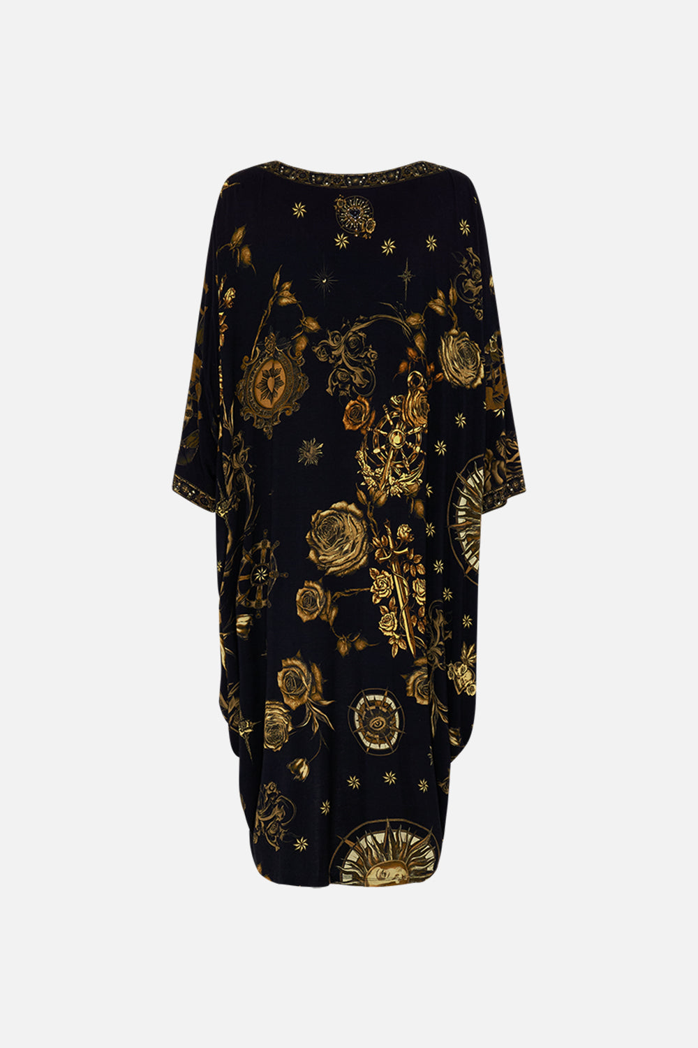 CAMILLA Black V-Neck Scoop Back Hem Jersey Dress in So Says the Oracle