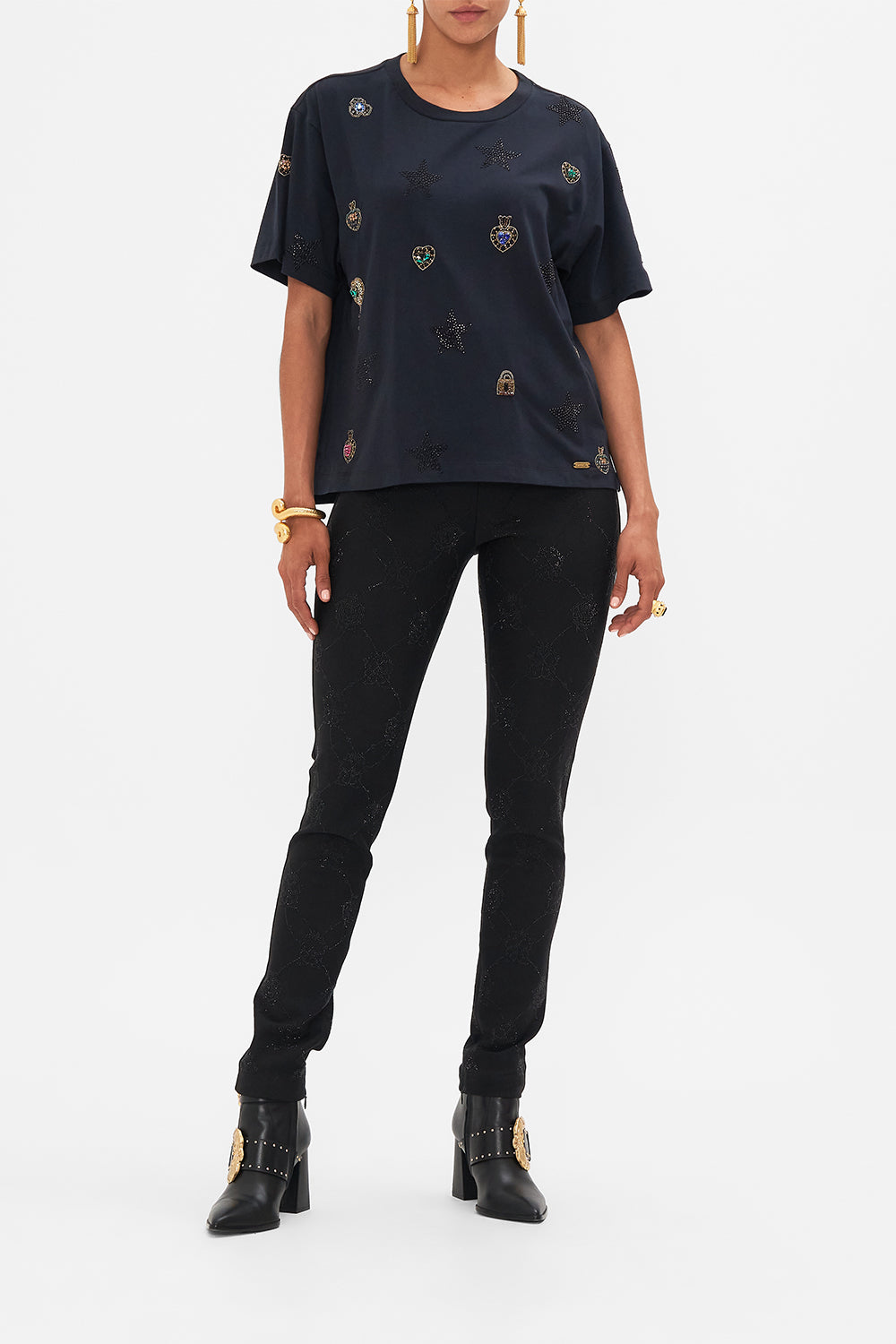 CAMILLA leopard embellished classic tee in Amsterglam prin
