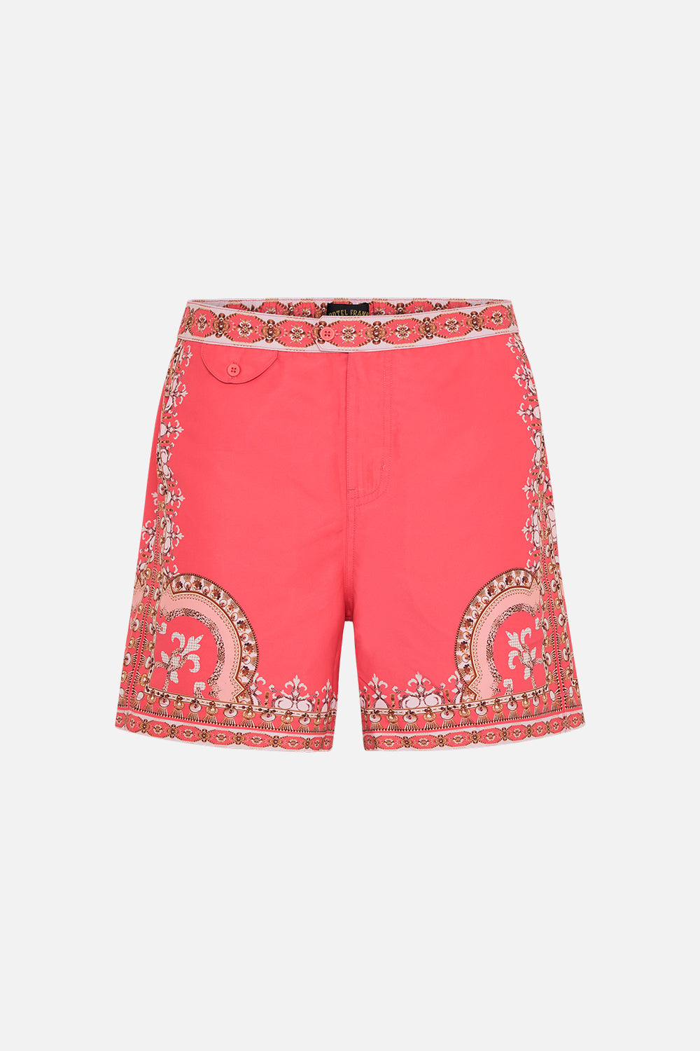 CAMILLA pink tailored swim short in Shell Games