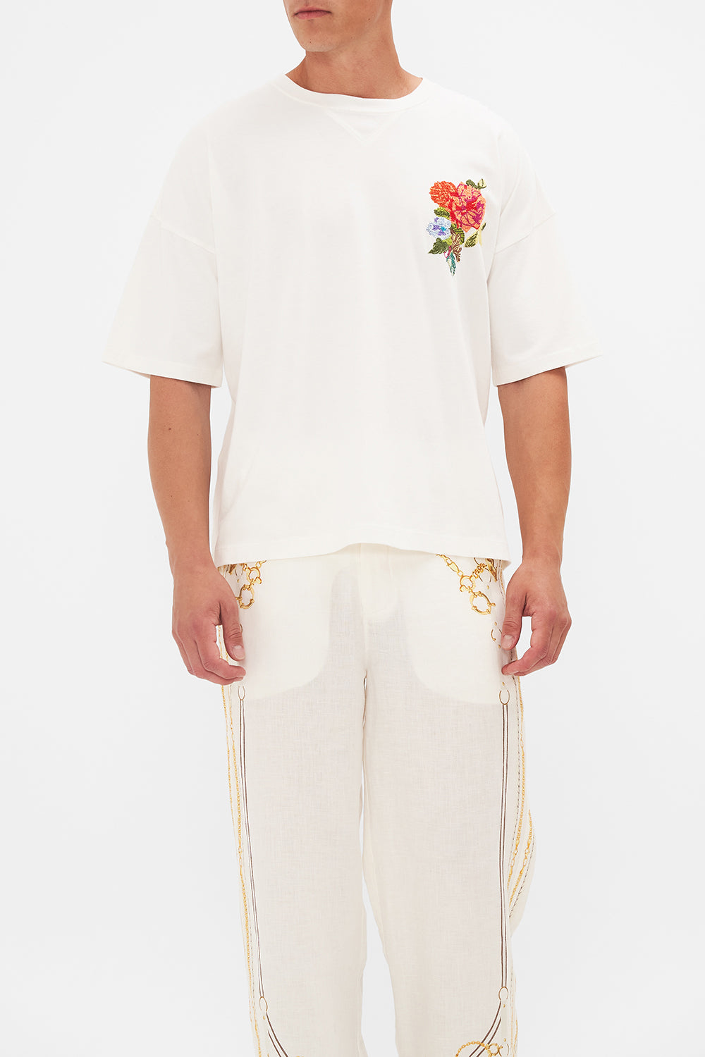 CAMILLA floral oversized boxy tee in Sew Yesterday