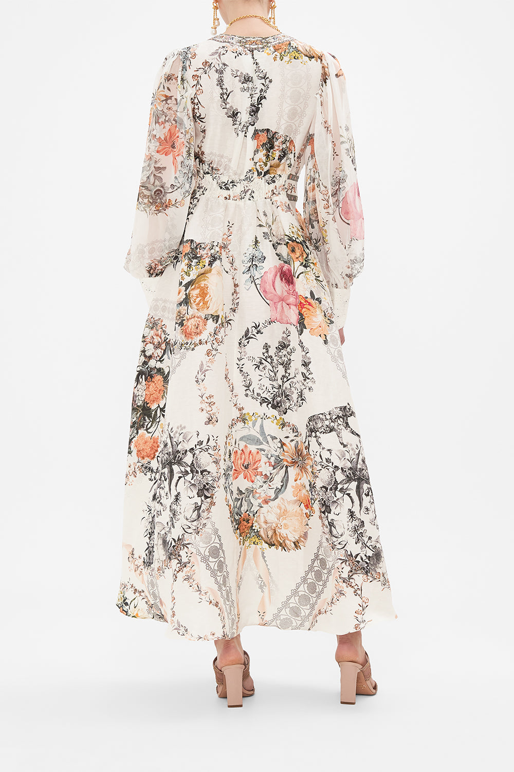 CAMILLA white silk drress in De Haar Memoirs print