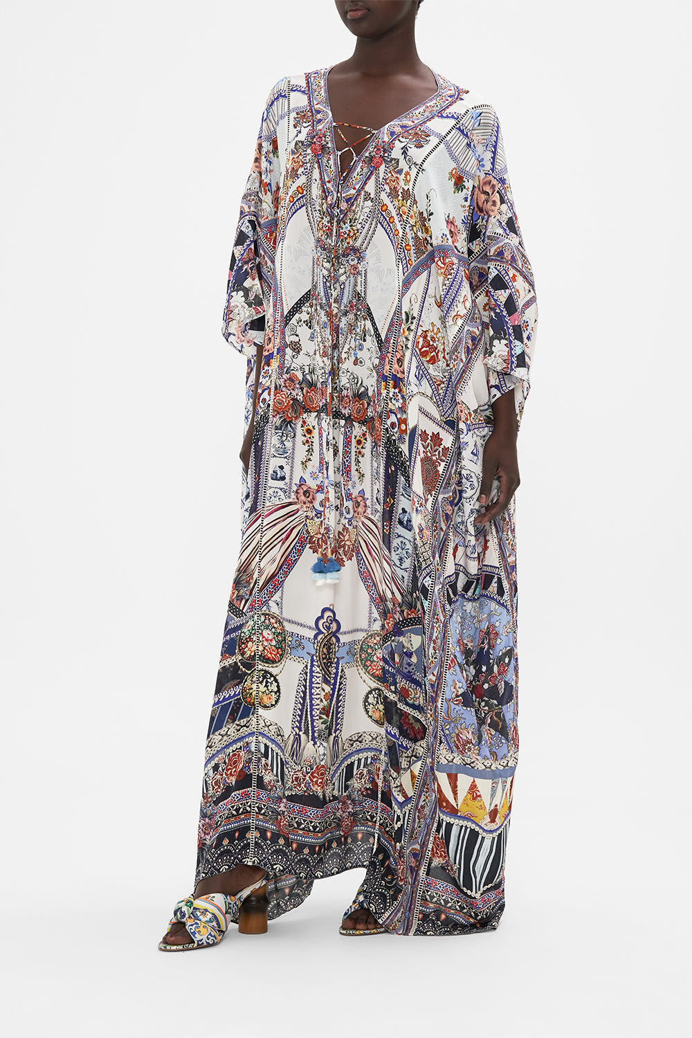 CAMILLA silk kaftan in My Folk Art Heart print