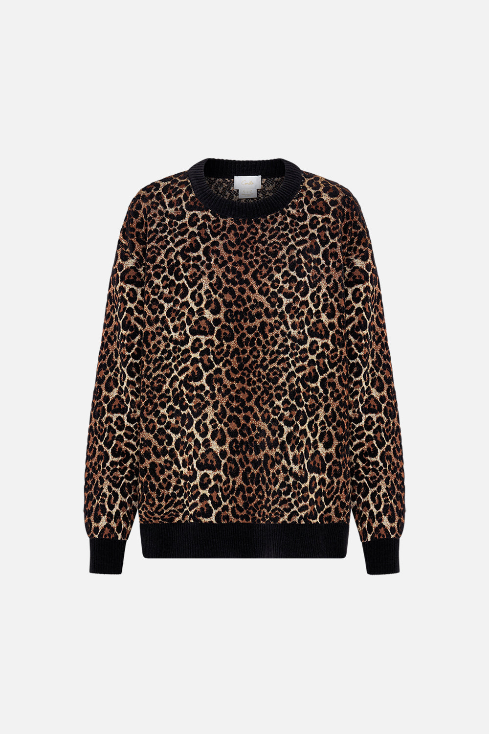 CAMILLA Leopard Crew Neck Oversized Knit in Amsterglam