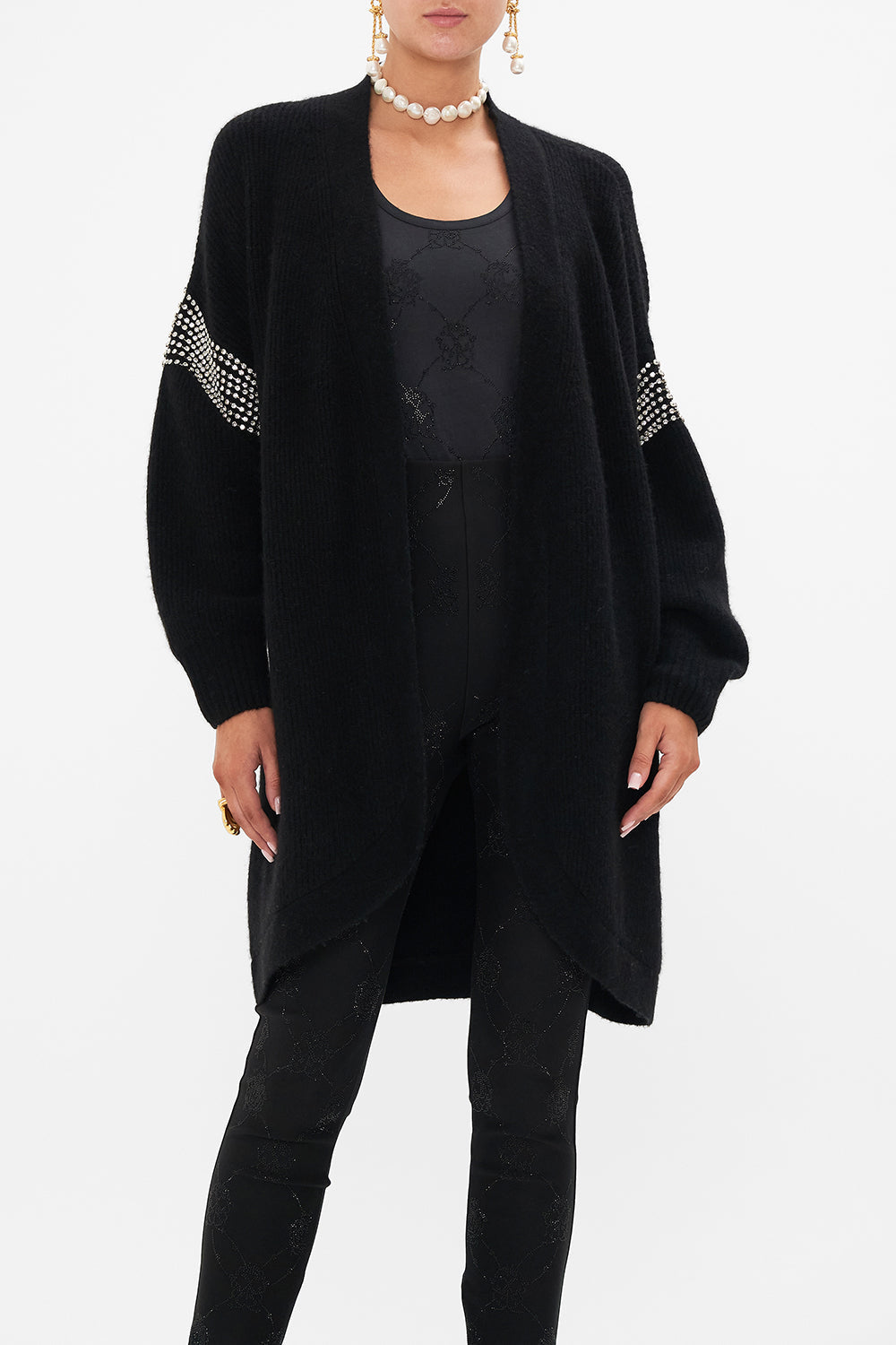 CAMILLA multicolor cocoon knit layer in Magic In The Manuscripts print.