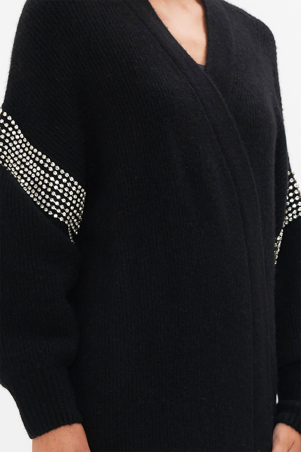 CAMILLA multicolor cocoon knit layer in Magic In The Manuscripts print.