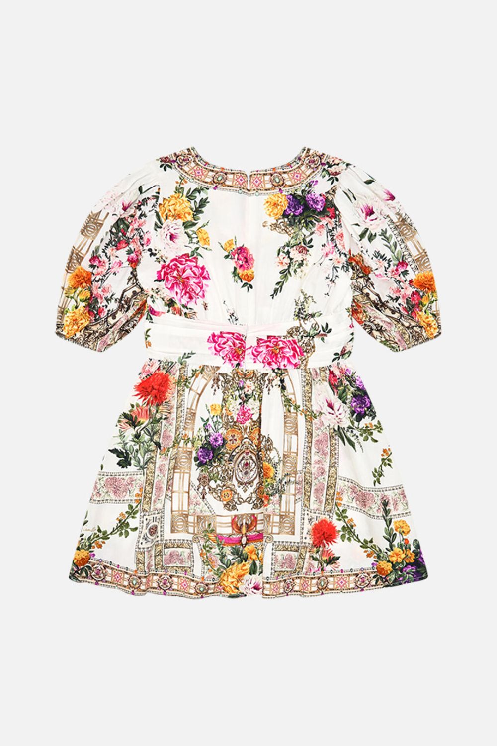 Milla By CAMILLA Kids mini dress with waist sash & bow in Egyptian rose print.