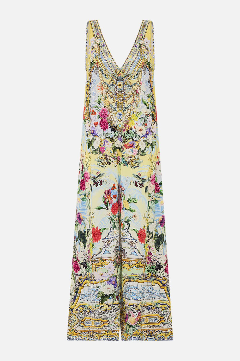 V NECK FLARED JUMPSUIT FLOR FANTÁSTICA