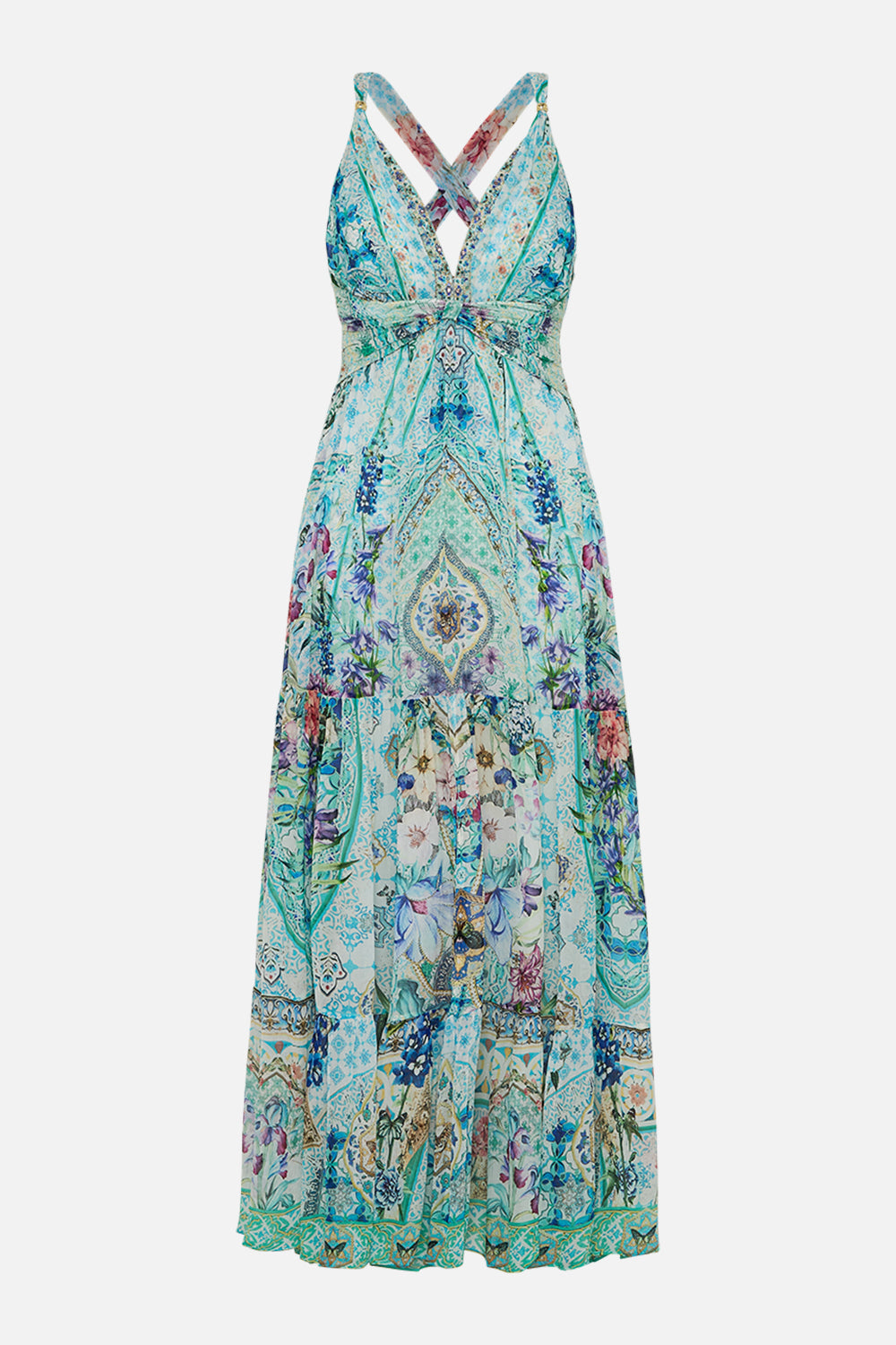 BEAD STRAP GATHERED PANEL DRESS SUNRISE IN SINTRA