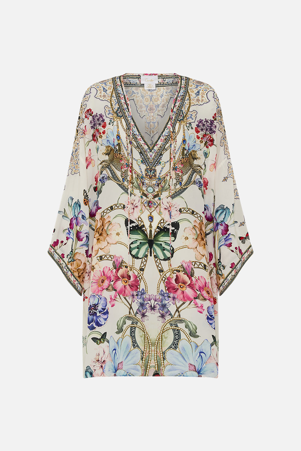 V NECK SHORT KAFTAN WITH TIES MONSERRATE MAGIC