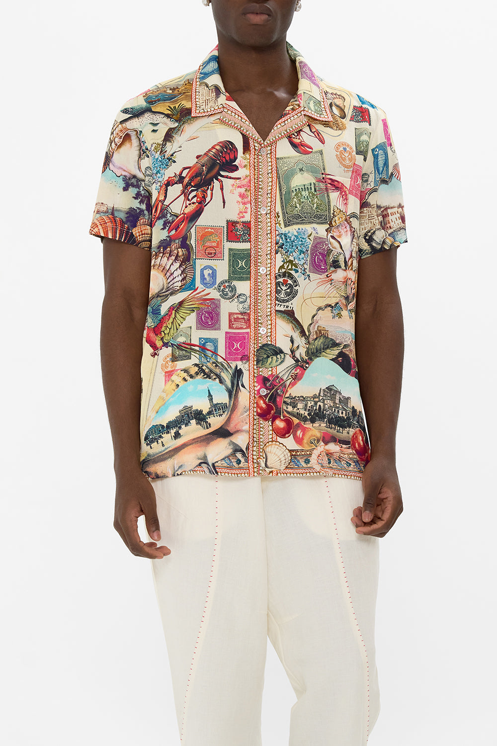 SHORT SLEEVE CAMP COLLARED SHIRT NOTES FROM THE ROAD