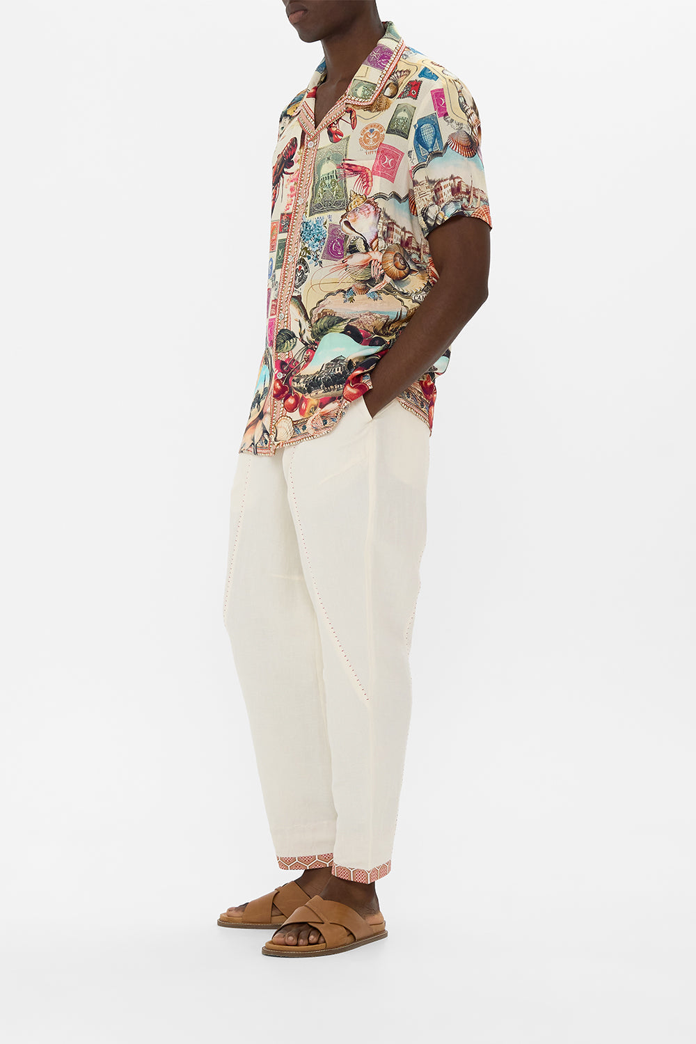 RELAXED PANELLED PANT WITH SILK BELT NOTES FROM THE ROAD