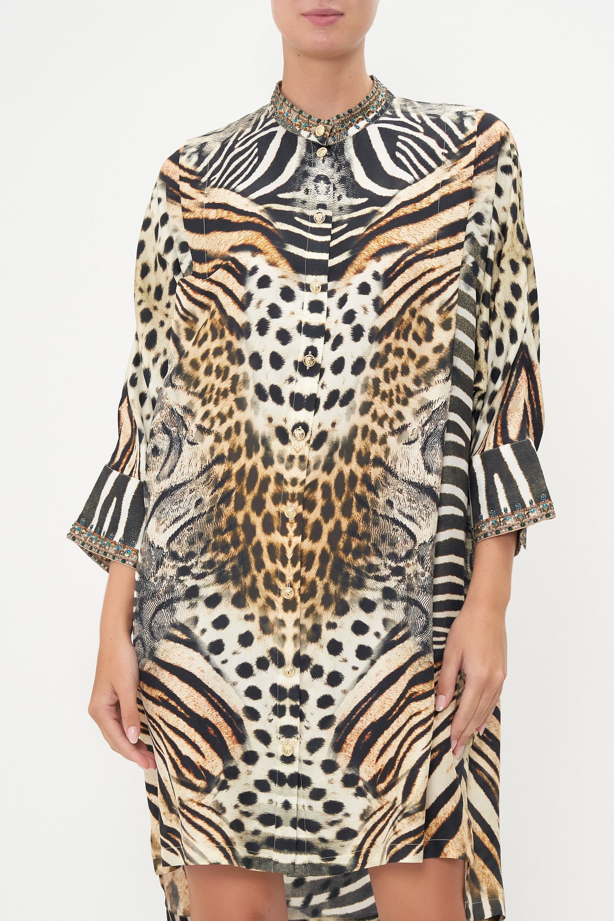 SHOULDER TUCK SHIRT DRESS FOR THE LOVE OF LEO