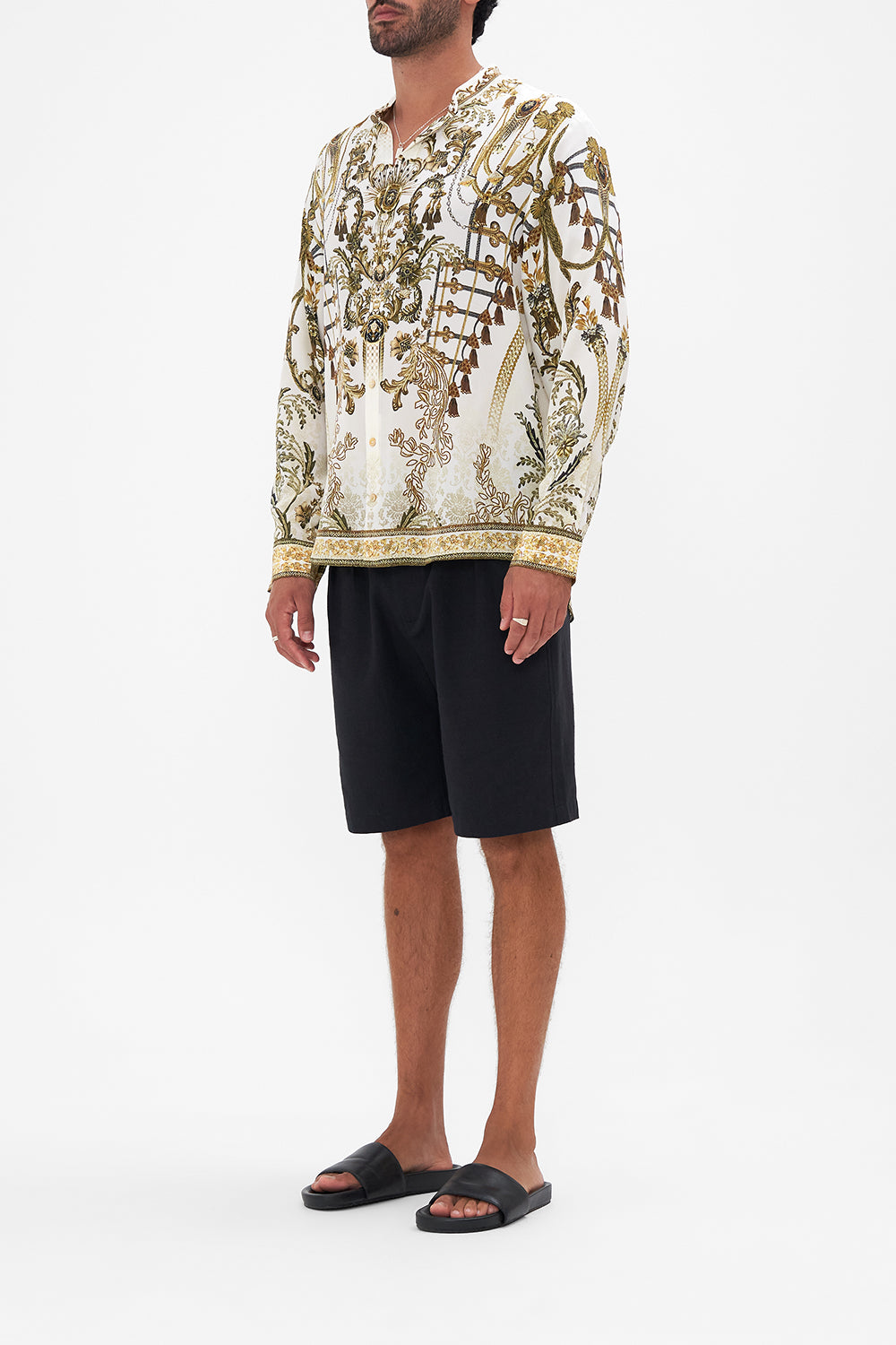 LONG SLEEVE MANDARIN COLLAR SHIRT ROAD TO RICHESSE