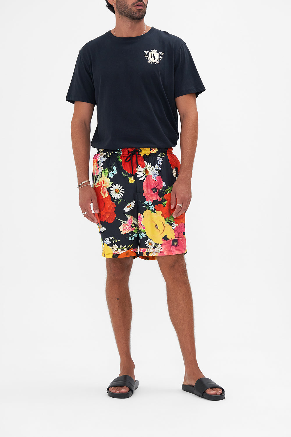 CAMILLA mens floral print board shorts in Divine Divinity print