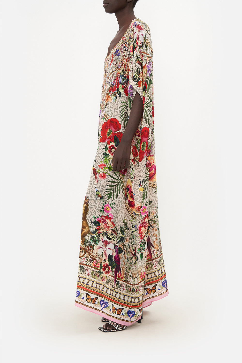 ROUND NECK KAFTAN LEOS BOUQUET