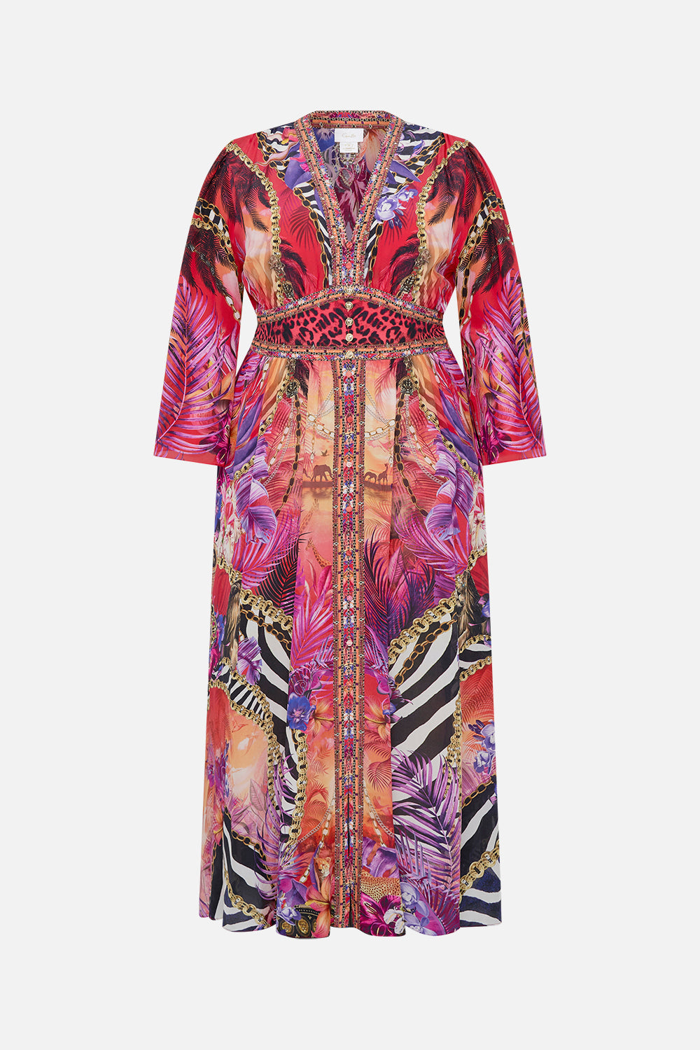 KIMONO SLEEVE DRESS WITH SHIRRING DETAIL WILD LOVING