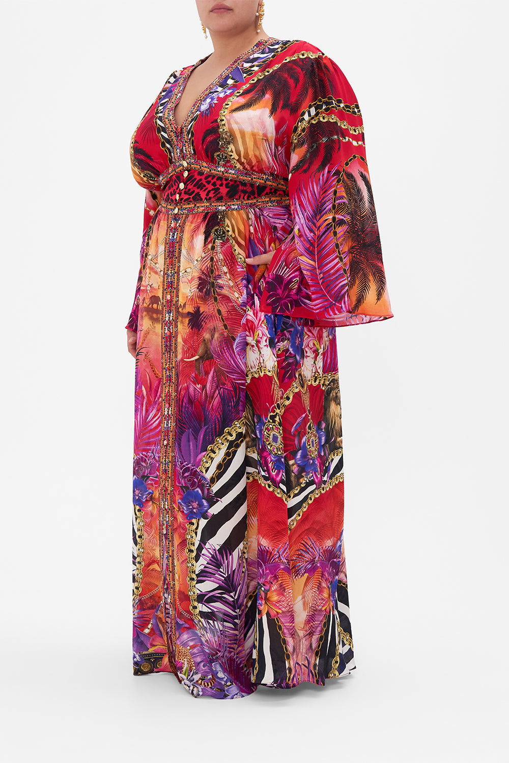 KIMONO SLEEVE DRESS WITH SHIRRING DETAIL WILD LOVING