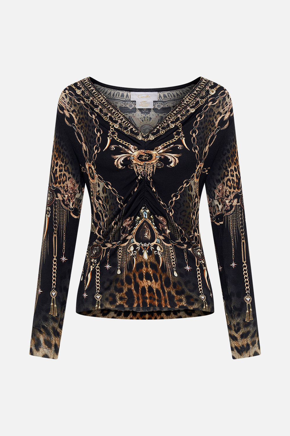 RUCHED LONG SLEEVE JERSEY TOP JUNGLE DREAMING