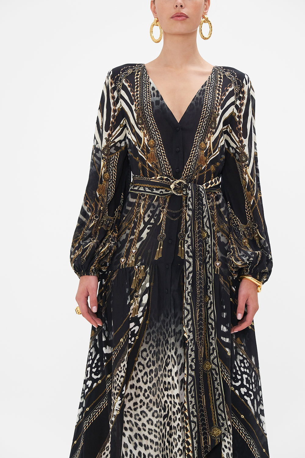 V NECK DRESS WITH BELT UNTAMED ROYALTY