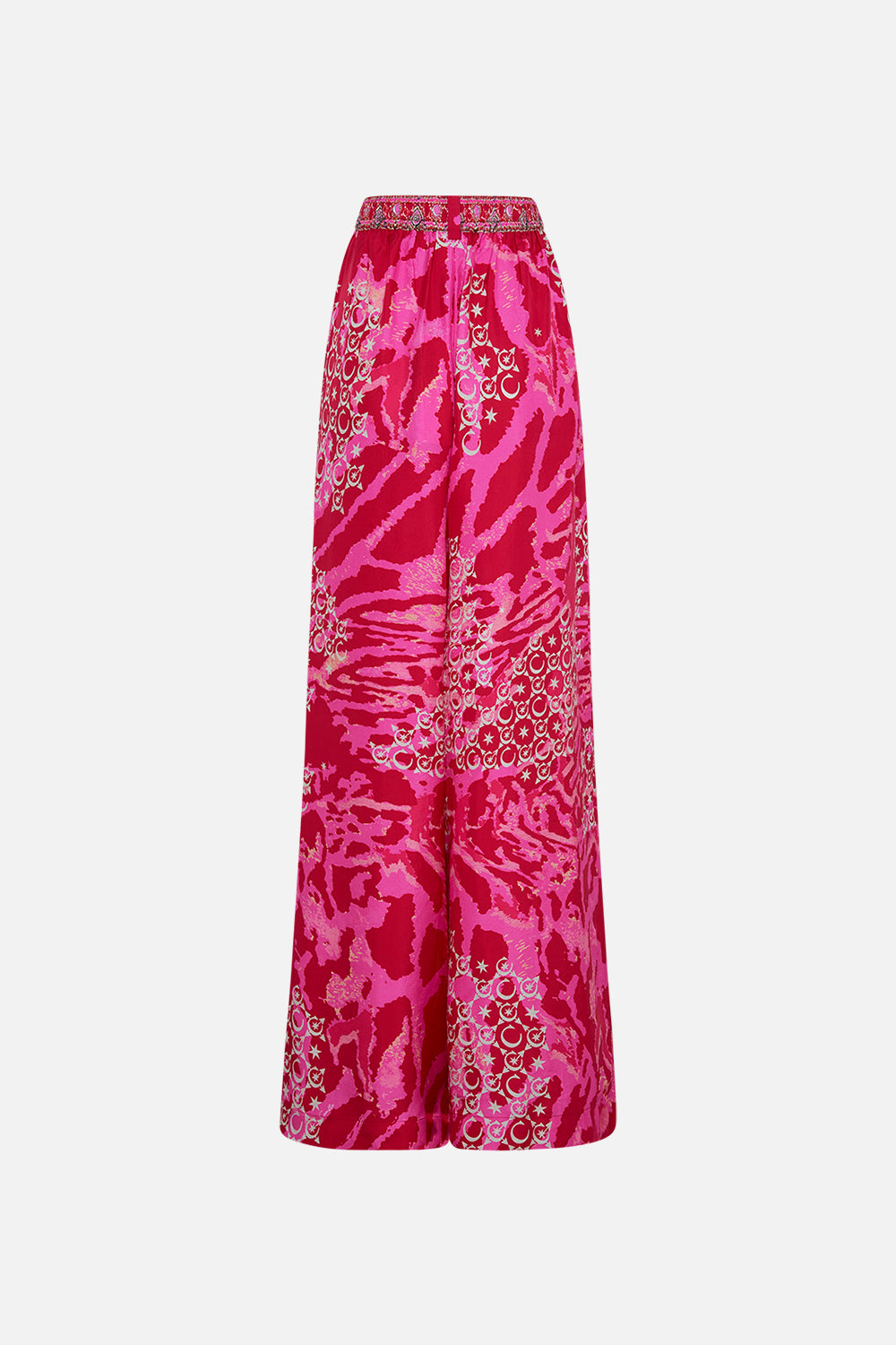 Back product view of CAMILLA silk palazzo pants in Song Of Sacrifice print