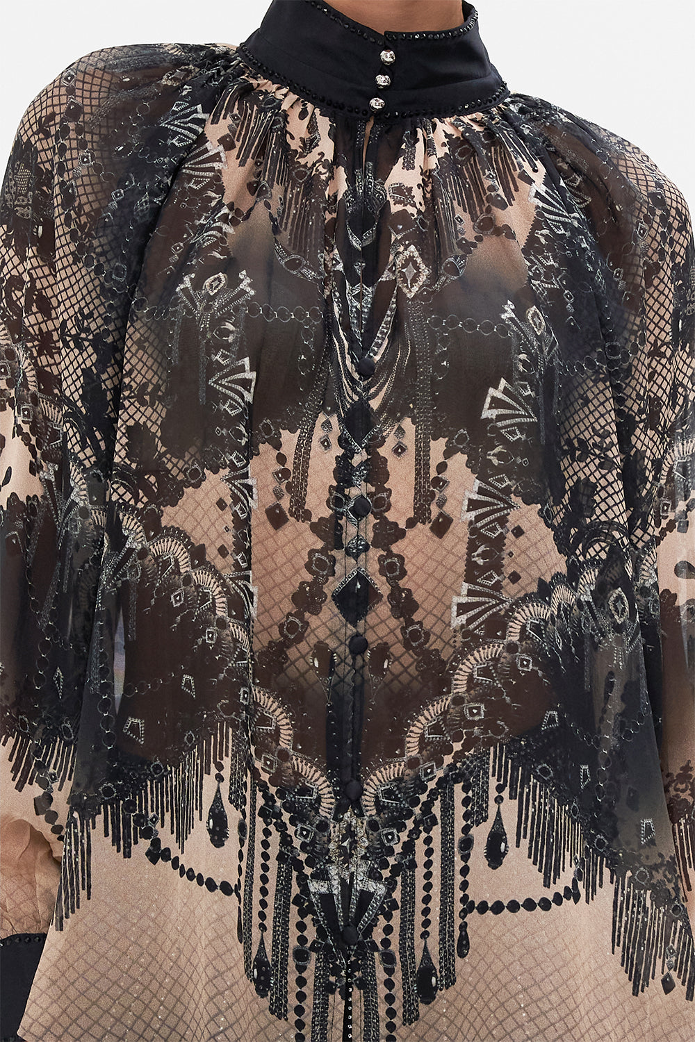 RAGLAN BUTTON UP SHIRT CURTAIN CALL CHAOS