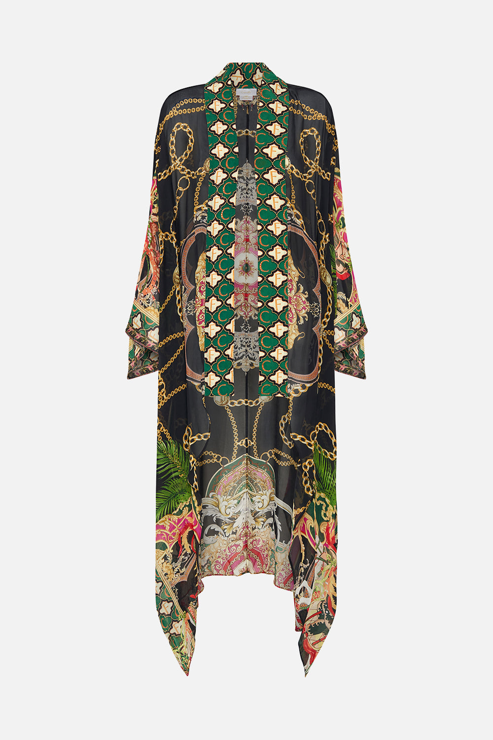 Product view of CAMILLA silk kimono in Jealousy and Jewels print
