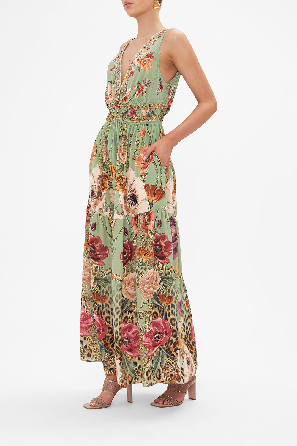 SHIRRED WAIST DETAIL LONG DRESS GROW AND GLOW