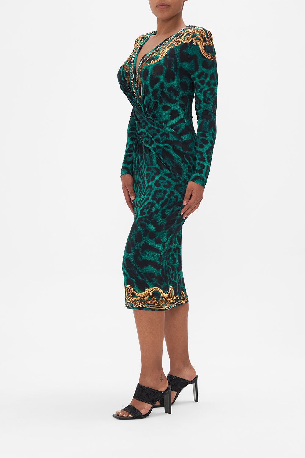 V-NECK MIDI CROSS FRONT DRESS SING MY SONG