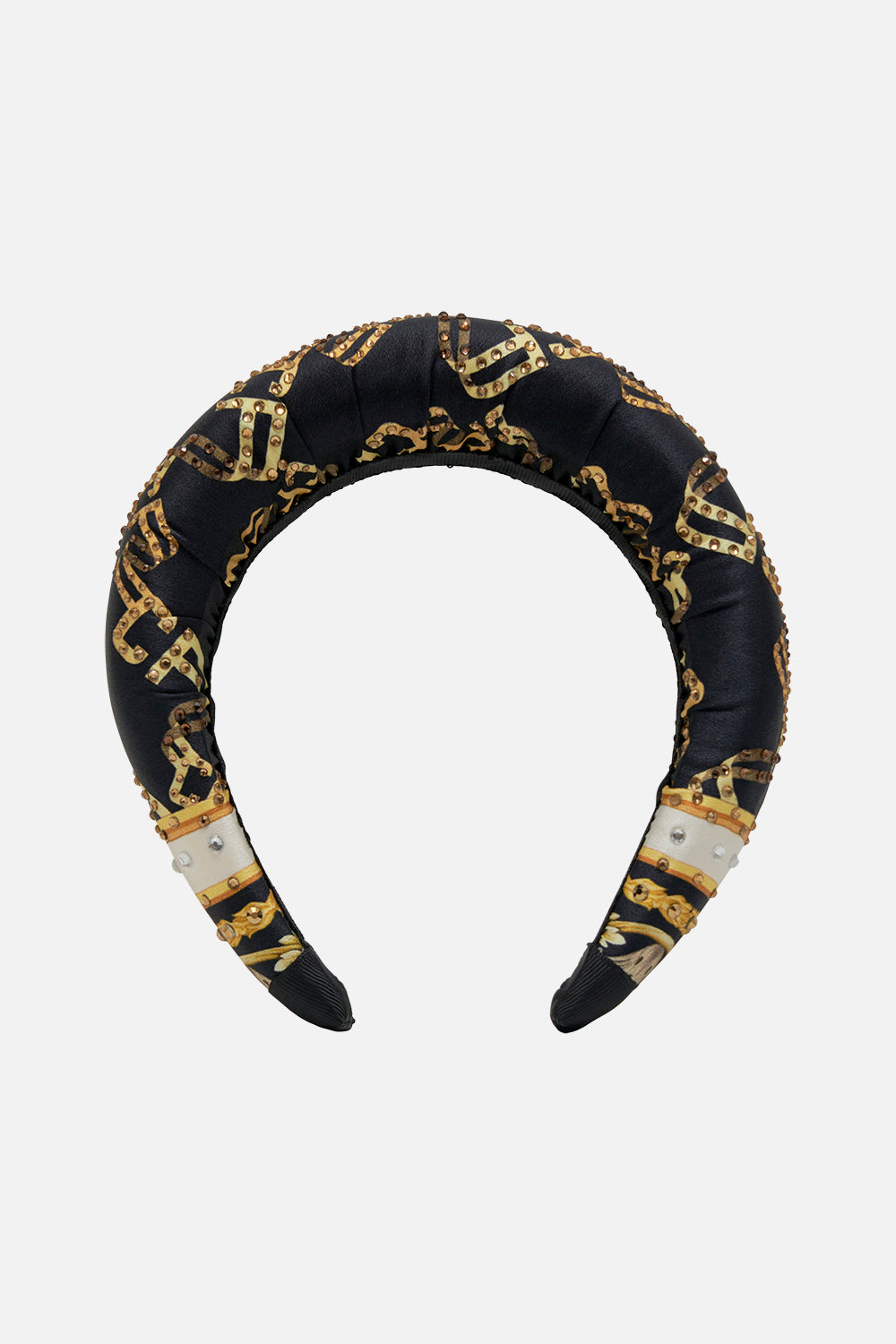Product view of CAMILLA embellished headband in Tether Me Not print