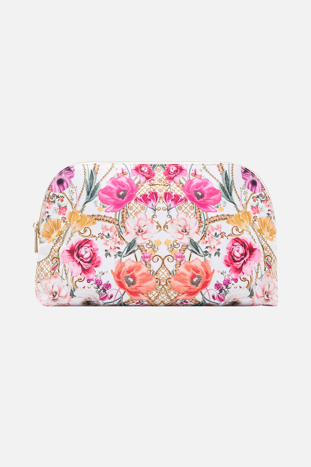 Product view of CAMILLA floral cosmetic case in Detiny Calling print