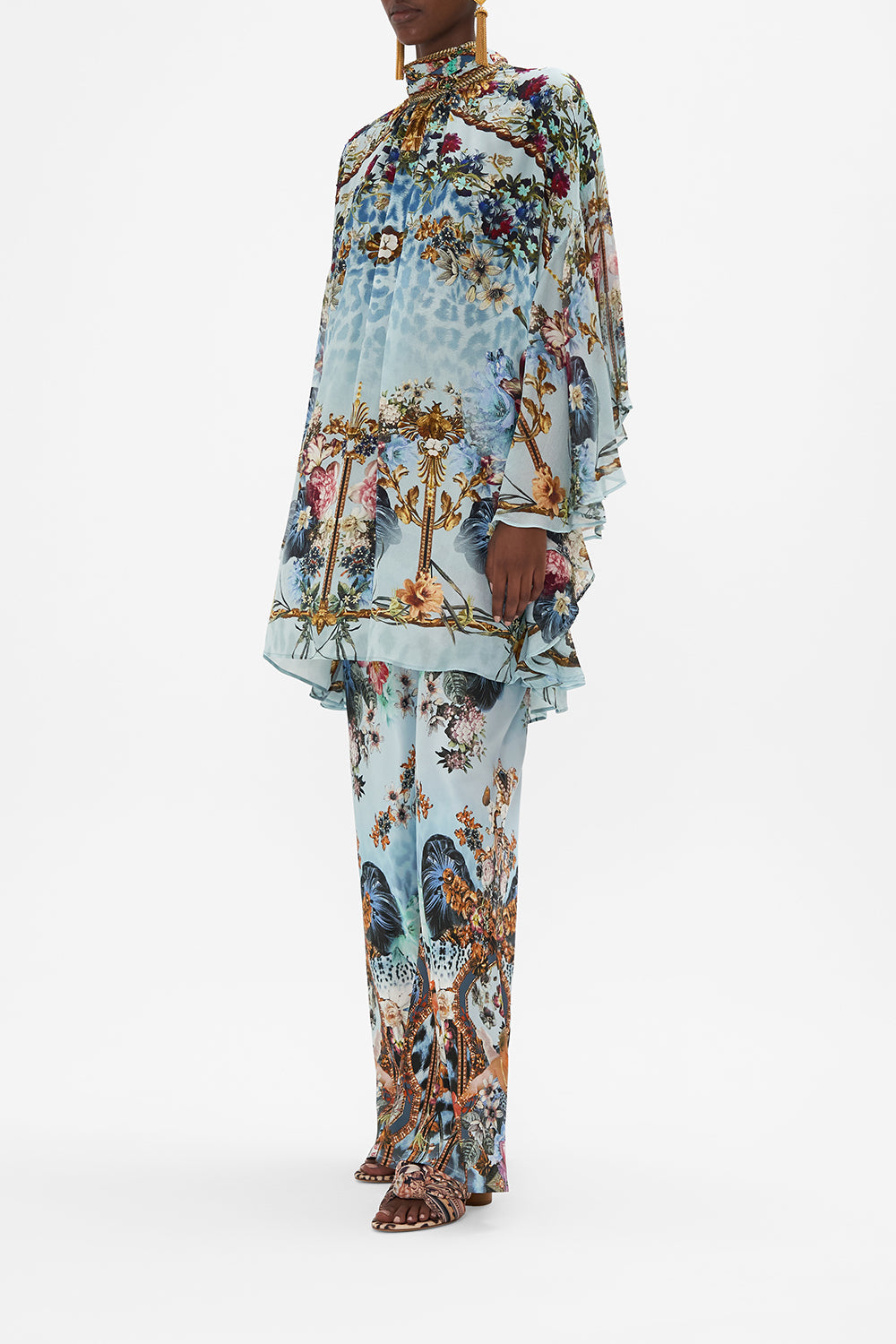 HIGH NECK RUFFLE SLEEVE BLOUSE LETTERS TO LEO