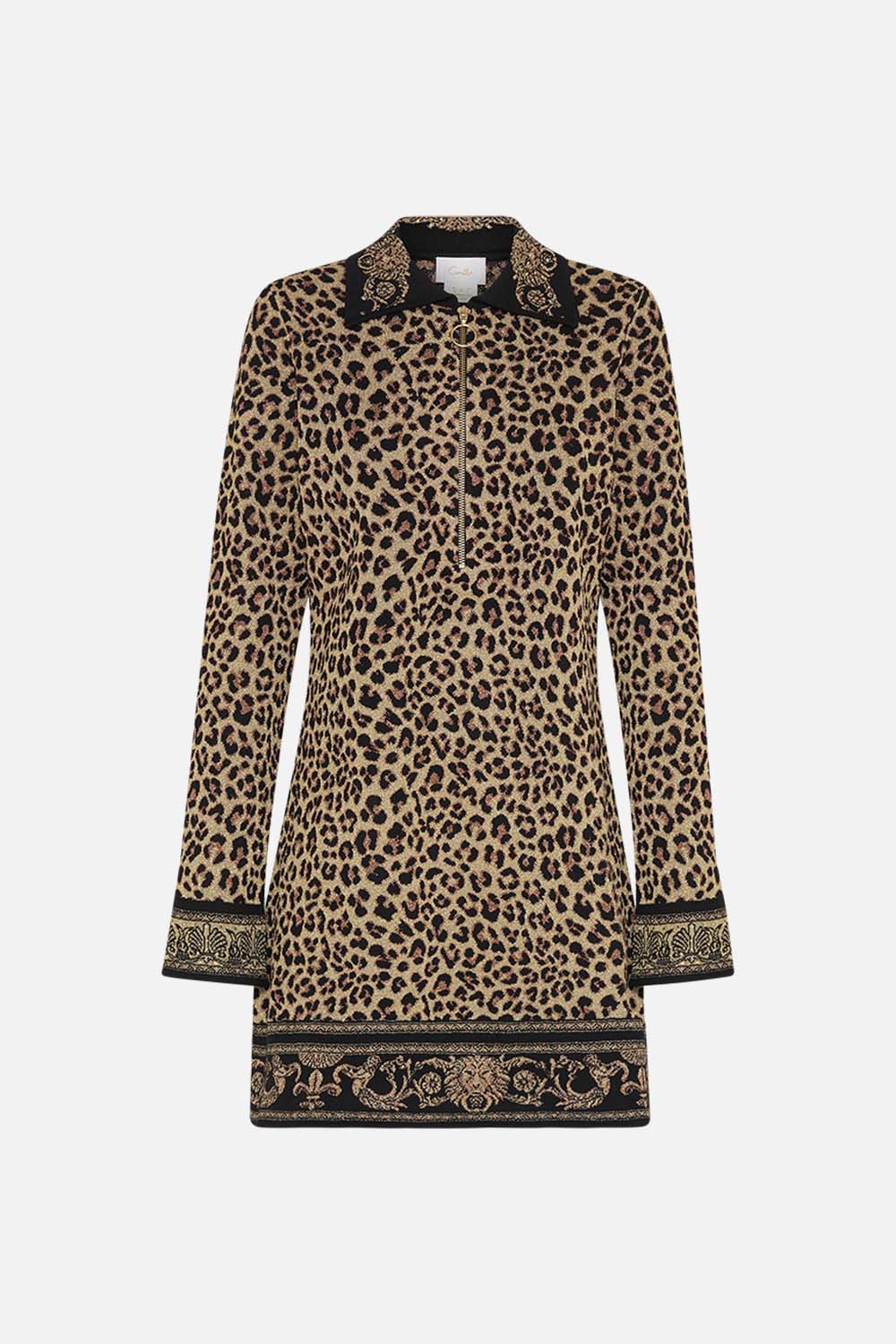 ZIP FRONT MINI KNIT DRESS STANDING OVATION