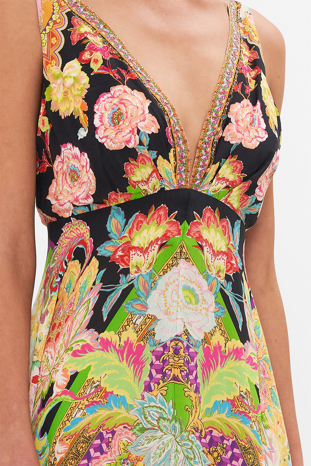 PLUNGE NECK MAXI DRESS SUNDOWNERS IN SICILY