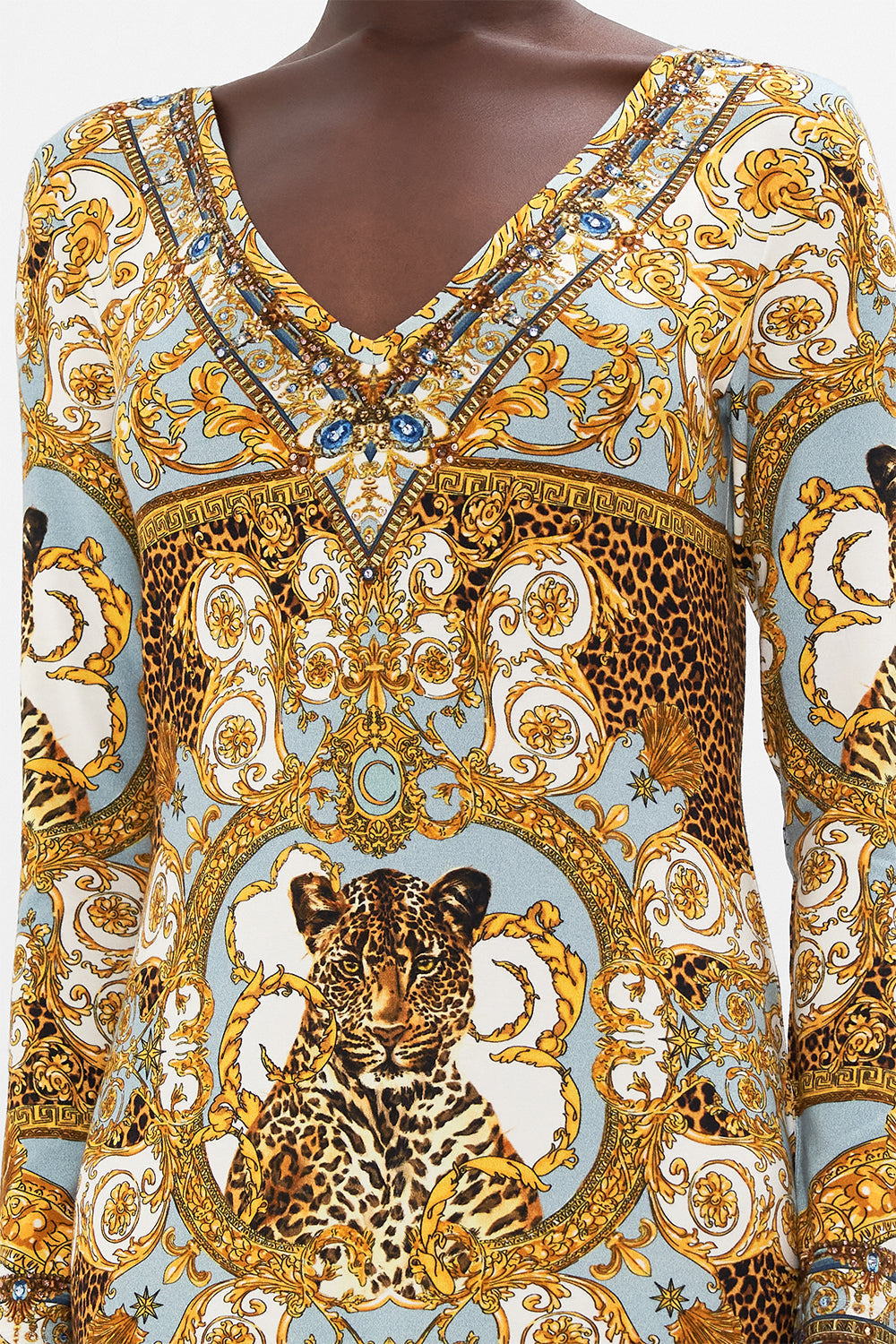 V NECK MIDI JERSEY DRESS PALAZZO PRIDE